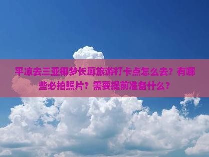 平凉去三亚椰梦长廊旅游打卡点