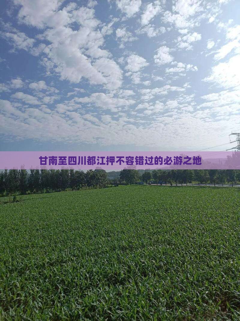 甘南至四川都江押不容错过的必游之地