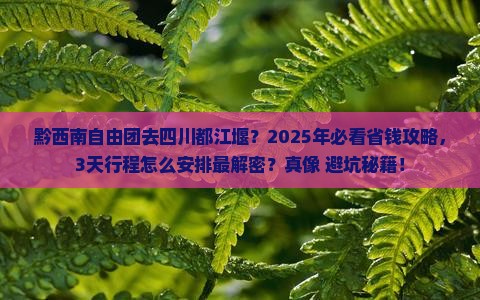 黔西南到四川都江堰自由团