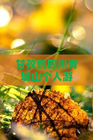甘孜到四川青城山个人游