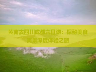 黄南去四川成都六日游：探秘美食美景深度体验之旅