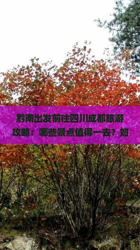 黔南出发前往四川成都旅游攻略：哪些景点值得一去？如何规划行程与住宿？