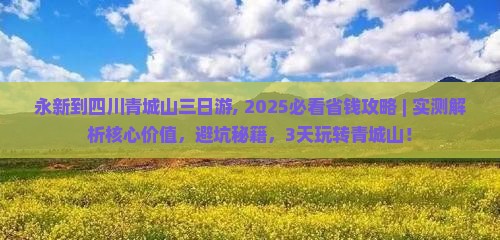 永新到四川青城山三日游