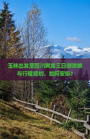 玉林出发至四川黄龙三日游攻略与行程规划，如何安排？