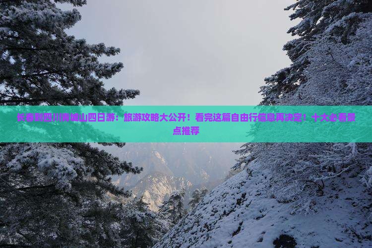长春到四川青城山四日游：旅游攻略大公开！看完这篇自由行信息再决定！十大必看景点推荐