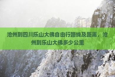 沧州到四川乐山大佛自由行