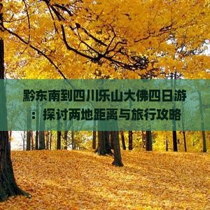 黔东南到四川乐山大佛四日游：探讨两地距离与旅行攻略