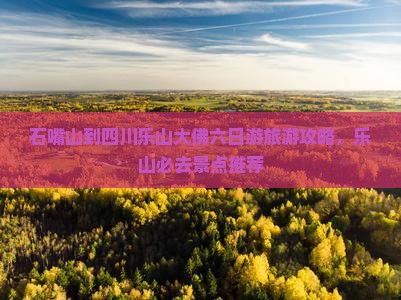 石嘴山到四川乐山大佛六日游