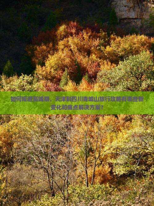 如何规避高峰期，天津到四川青城山旅行攻略有哪些新变化和痛点解决方案？