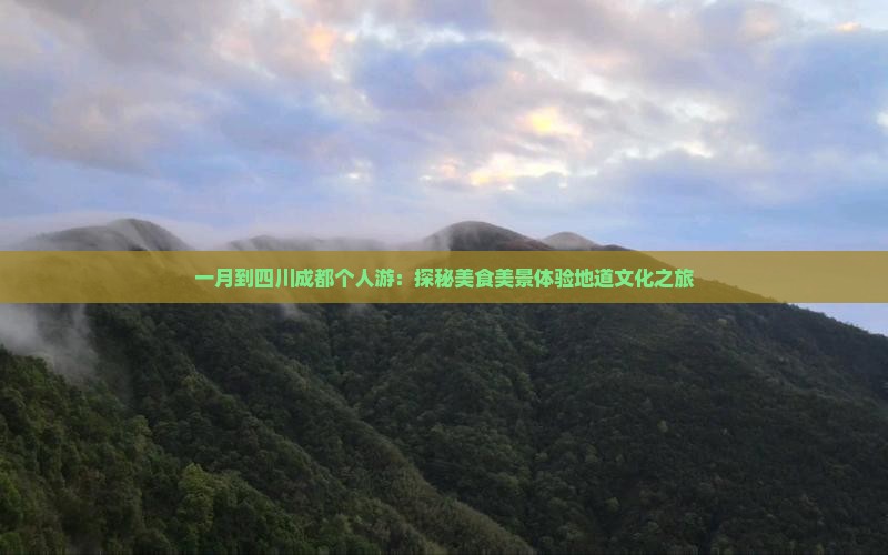 一月到四川成都个人游：探秘美食美景体验地道文化之旅