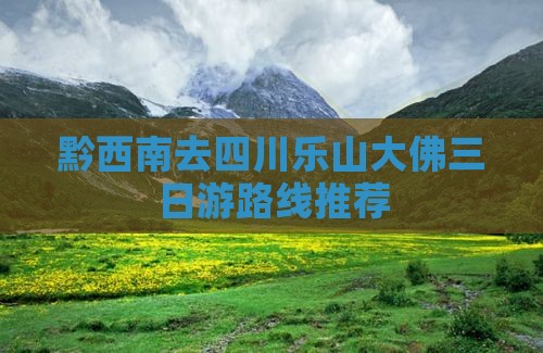 黔西南去四川乐山大佛三日游