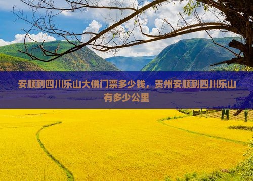 安顺到四川乐山大佛门票