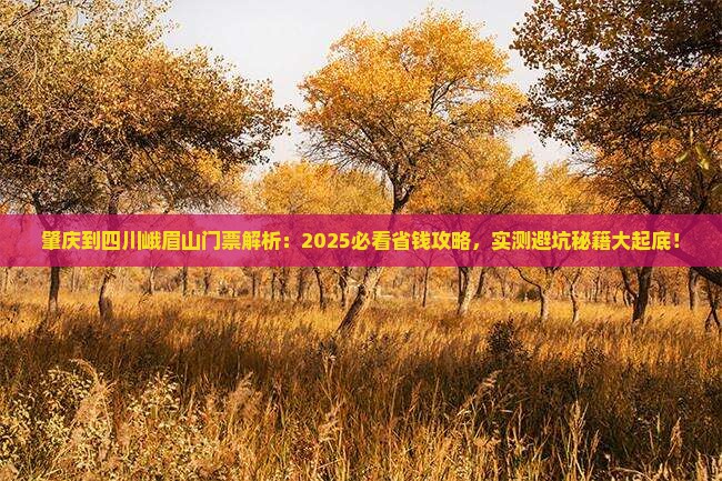 肇庆到四川峨眉山门票