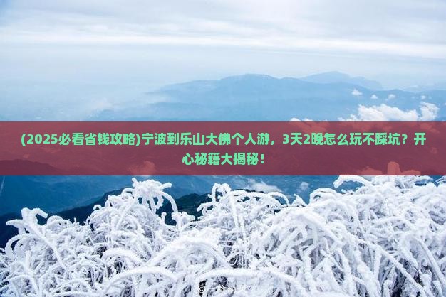 宁波到四川乐山大佛个人游