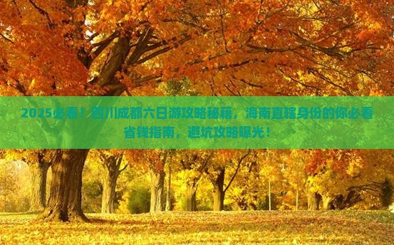 海南省直辖到四川成都六日游