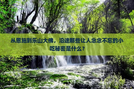 恩施去四川乐山大佛旅游小吃