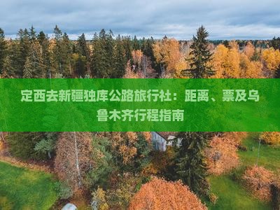 定西去新疆独库公路旅行社：距离、票及乌鲁木齐行程指南