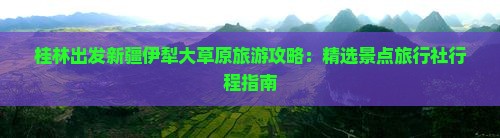 桂林出发新疆伊犁大草原旅游攻略：精选景点旅行社行程指南