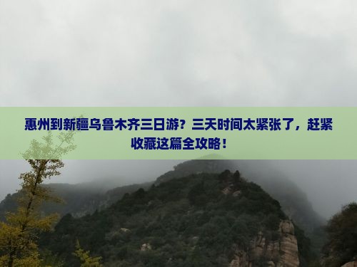 惠州到新疆乌鲁木齐三日游？三天时间太紧张了，赶紧收藏这篇全攻略！