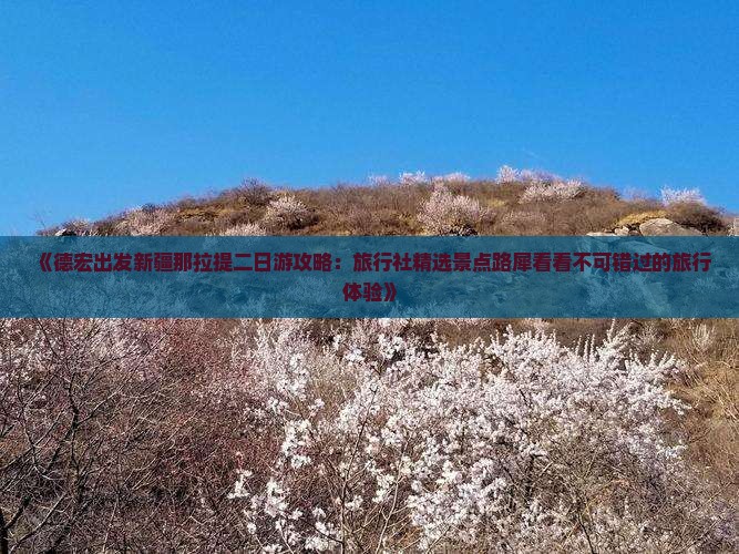 《德宏出发新疆那拉提二日游攻略：旅行社精选景点路犀看看不可错过的旅行体验》