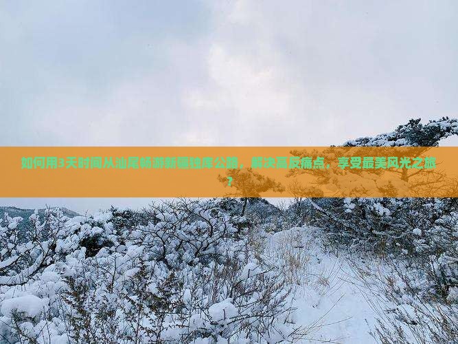 如何用3天时间从汕尾畅游新疆独库公路，解决高反痛点，享受最美风光之旅？