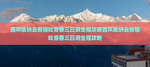 西双版纳去新疆吐鲁番三日游