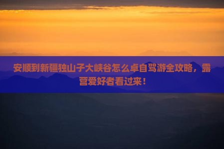 安顺到新疆独山子大峡谷怎么卓自驾游全攻略，露营爱好者看过来！