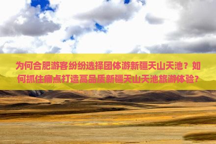 为何合肥游客纷纷选择团体游新疆天山天池？如何抓住痛点打造高品质新疆天山天池旅游体验？