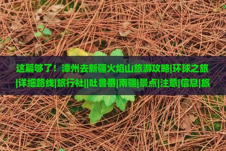 这篇够了！漳州去新疆火焰山旅游攻略|环球之旅|详细路线|旅行社||吐鲁番|南疆|景点|注意|信息|旅行|新疆旅游