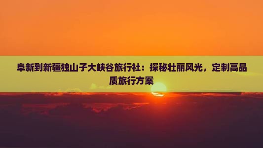 阜新到新疆独山子大峡谷旅行社：探秘壮丽风光，定制高品质旅行方案