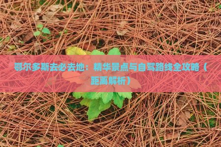 鄂尔多斯去必去地：精华景点与自驾路线全攻略（距离解析）
