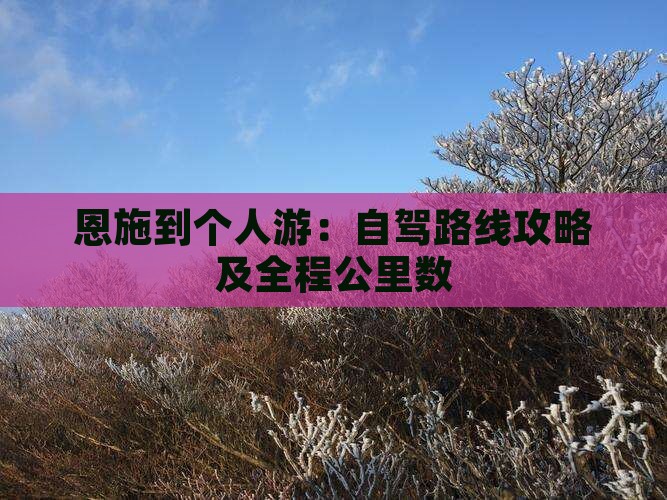 恩施到个人游：自驾路线攻略及全程公里数