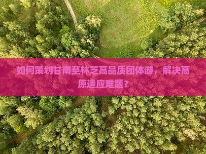 如何策划甘南至林芝高品质团体游，解决高原适应难题？