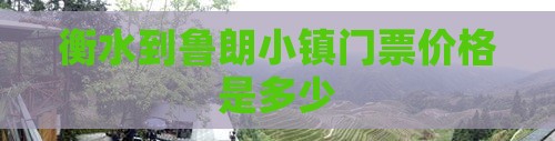 衡水到鲁朗小镇门票价格是多少