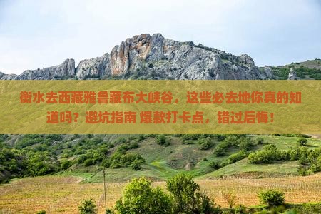 衡水去西藏雅鲁藏布大峡谷必去地