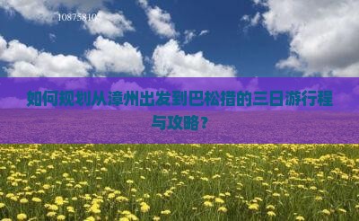 如何规划从漳州出发到巴松措的三日游行程与攻略？