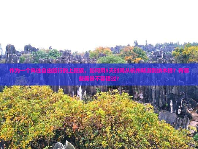 作为一个向往自由旅行的上班族，如何用5天时间从杭州畅游到纳木措？有哪些美景不容错过？