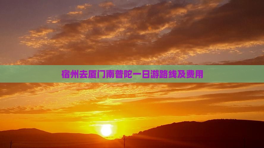 宿州去厦门南普陀一日游路线及费用