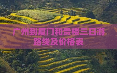 广州到厦门和贵楼三日游路线及价格表