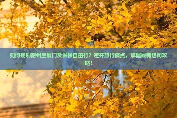如何规划德州至厦门及贵楼自由行？避开旅行痛点，掌握最新热词攻略！