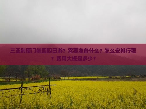 三亚到厦门毓园四日游？需要准备什么？怎么安排行程？费用大概是多少？