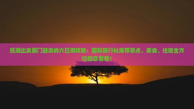 抚顺出发厦门鼓浪屿六日游攻略：国际旅行社推荐景点、美食、住宿全方位信息看看！