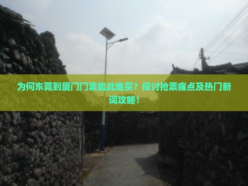 为何东莞到厦门门票如此难买？探讨抢票痛点及热门新词攻略！