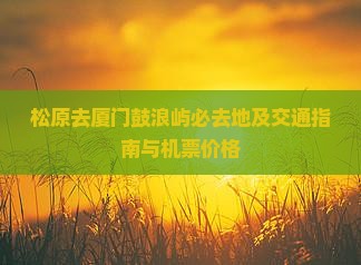 松原去厦门鼓浪屿必去地及交通指南与机票价格