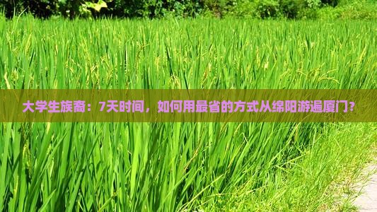 大学生族裔：7天时间，如何用最省的方式从绵阳游遍厦门？