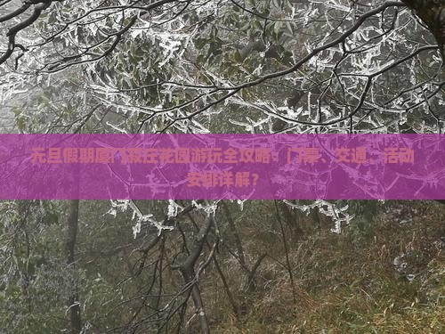 元旦假期厦门菽庄花园游玩全攻略：门票、交通、活动安排详解？