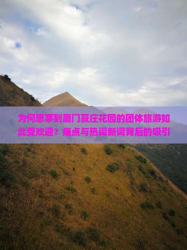 为何思茅到厦门菽庄花园的团体旅游如此受欢迎？痛点与热词新词背后的吸引力！