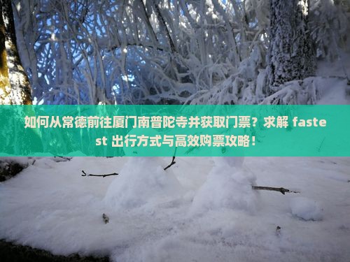 如何从常德前往厦门南普陀寺并获取门票？求解 fastest 出行方式与高效购票攻略！