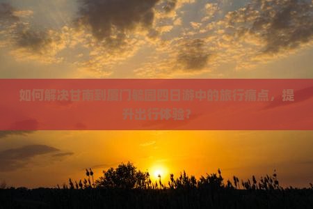 如何解决甘南到厦门毓园四日游中的旅行痛点，提升出行体验？