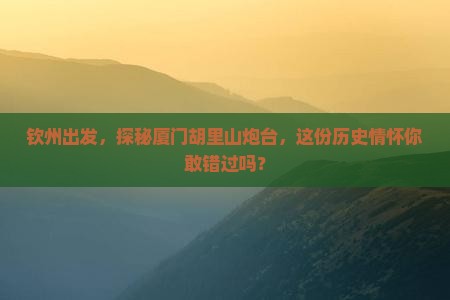 钦州去厦门胡里山炮台必去地